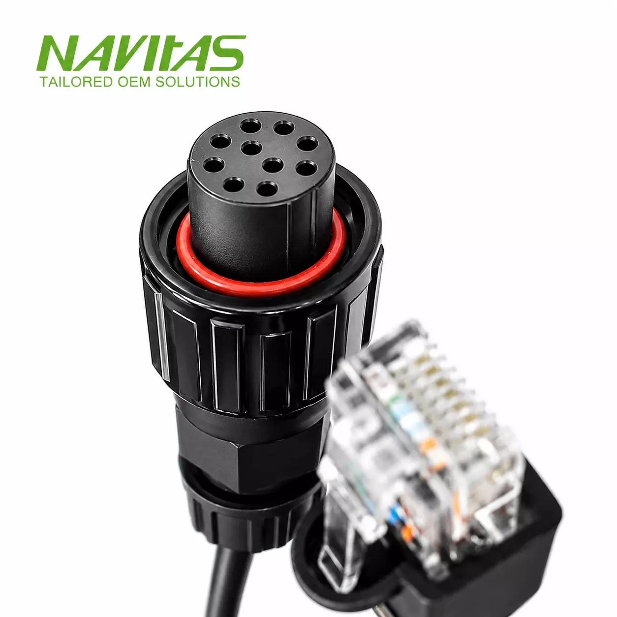 M12 X-code Cat6A shielded cable assembly for high speed industrial Ethernet
