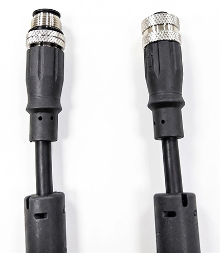 Metal thread M12 waterproof overmold cable assembly for industrial automation and harsh environment applications