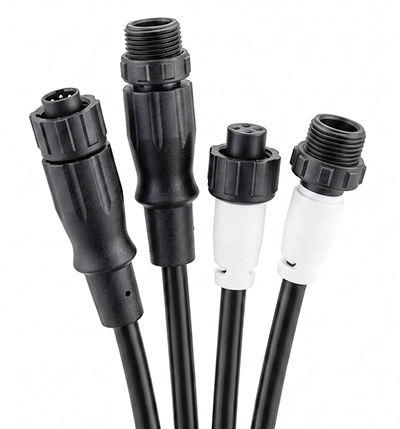 M12 waterproof overmold cable assembly showing inner mold and outer mold construction