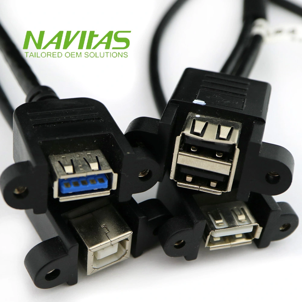 USB 2.0 3.0 A B Panel Mount Type Female Cable Assembly