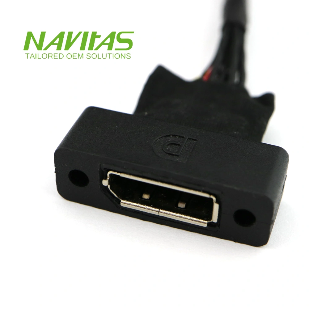 Display port 20 pin female panel mount cable assembly