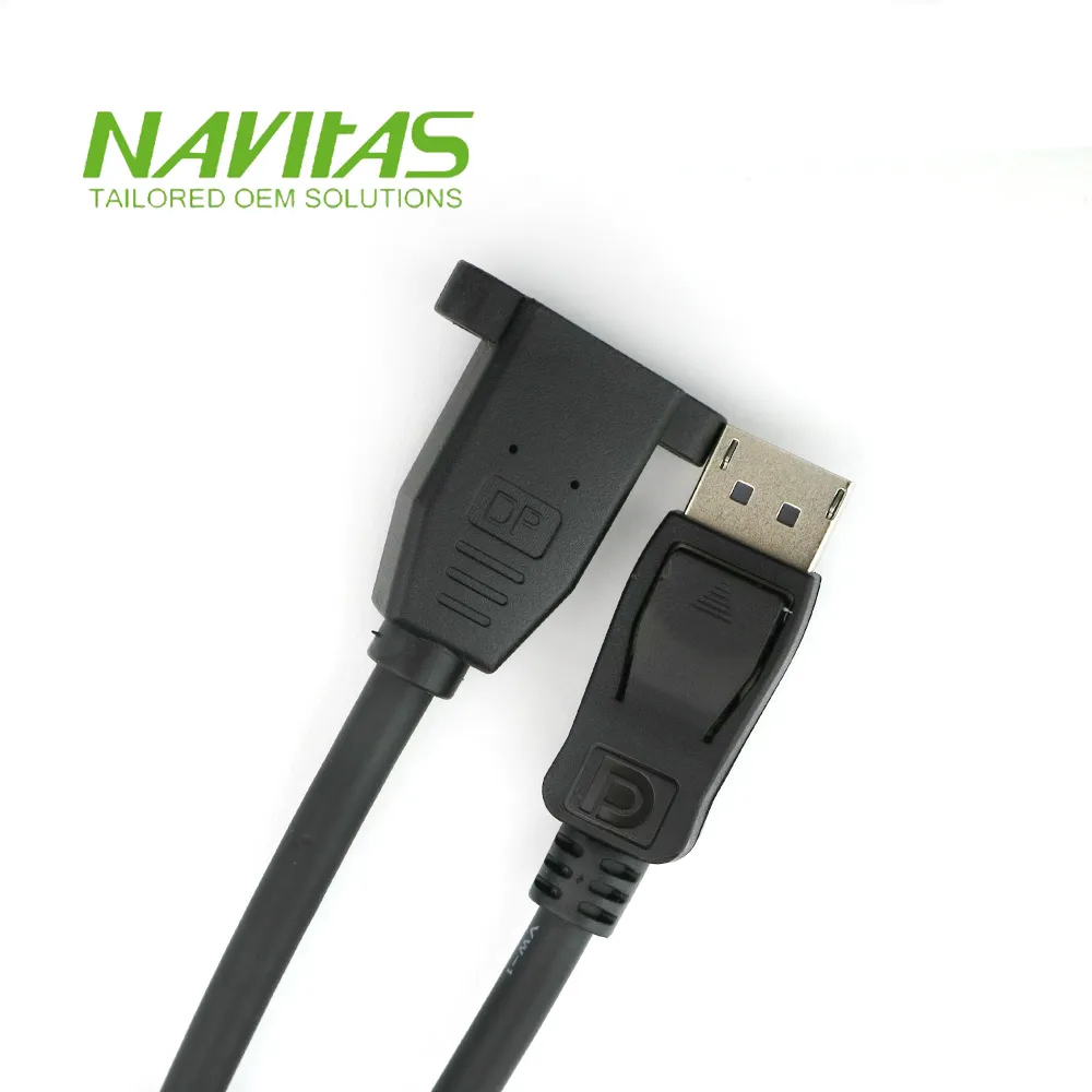 Display Port over molded Female Panel Mount Cable Assembly