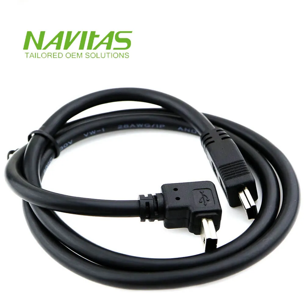 Mini USB B Male 180 Straight Right Angle Cable Assembly