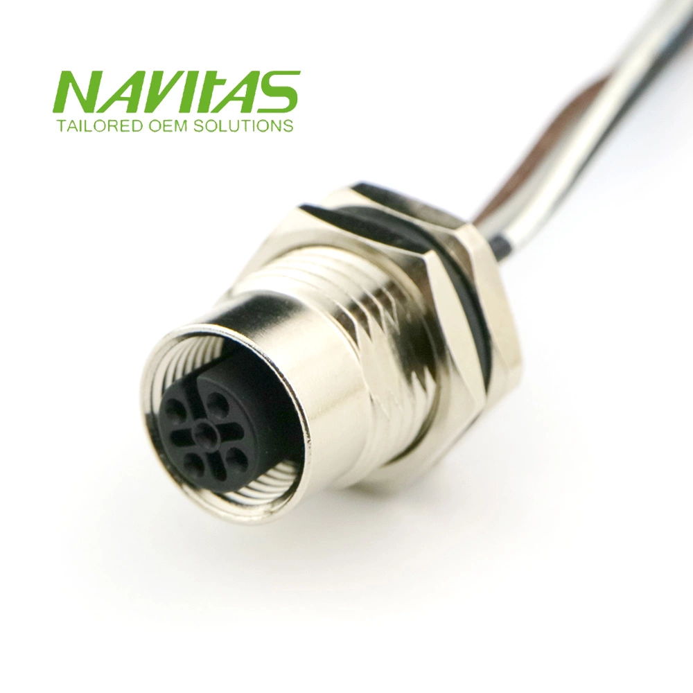  M12 A-Coded 5-pin female panel mount connector for industrial equipment